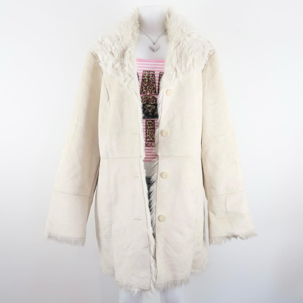 vintage cream faux fur coat